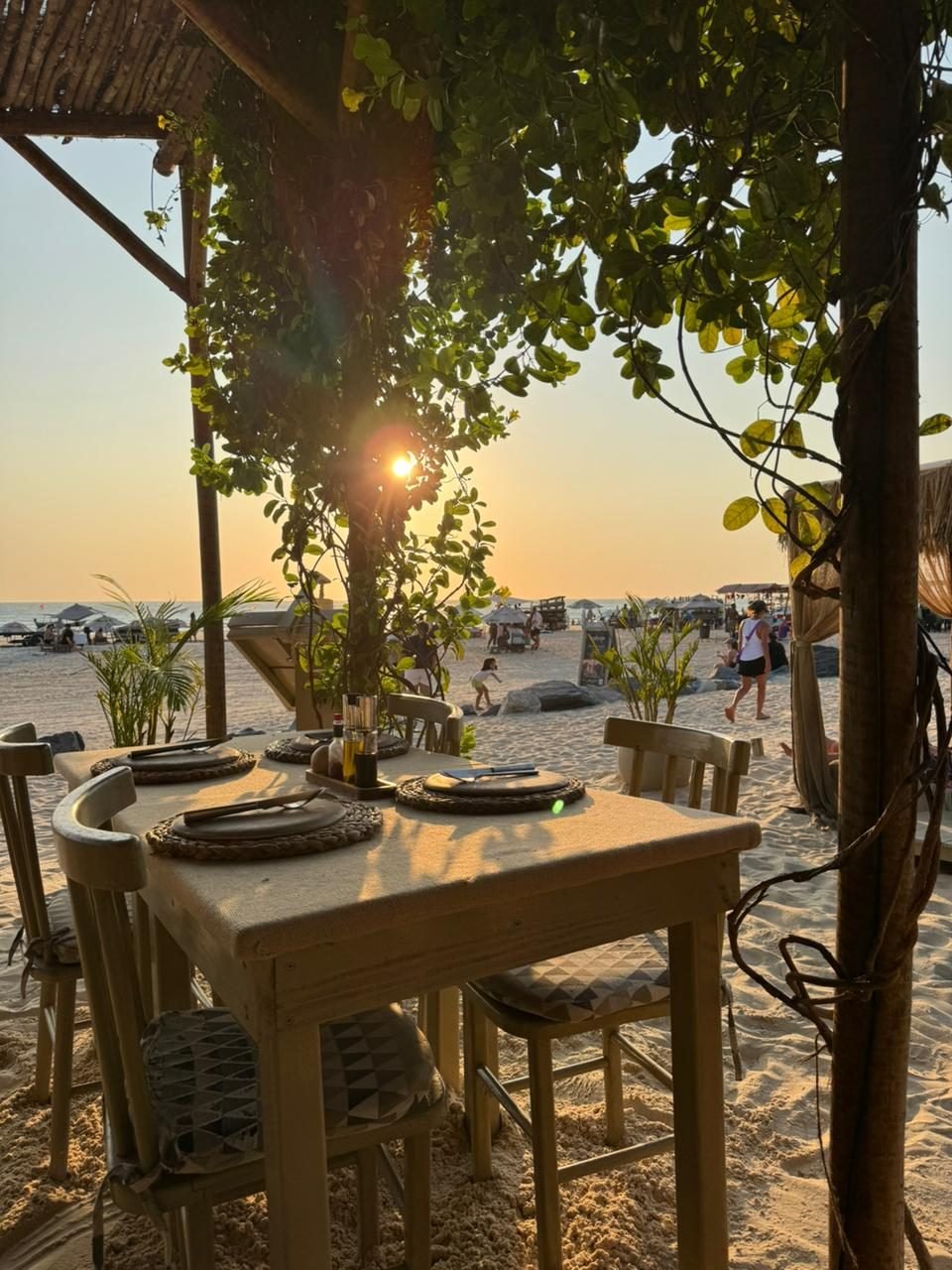 Beachfront restaurant at sunset in Jericoacoara