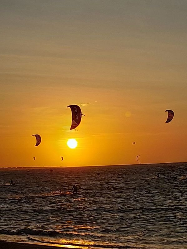 Jericoacoara — kitesurfers at sunset
