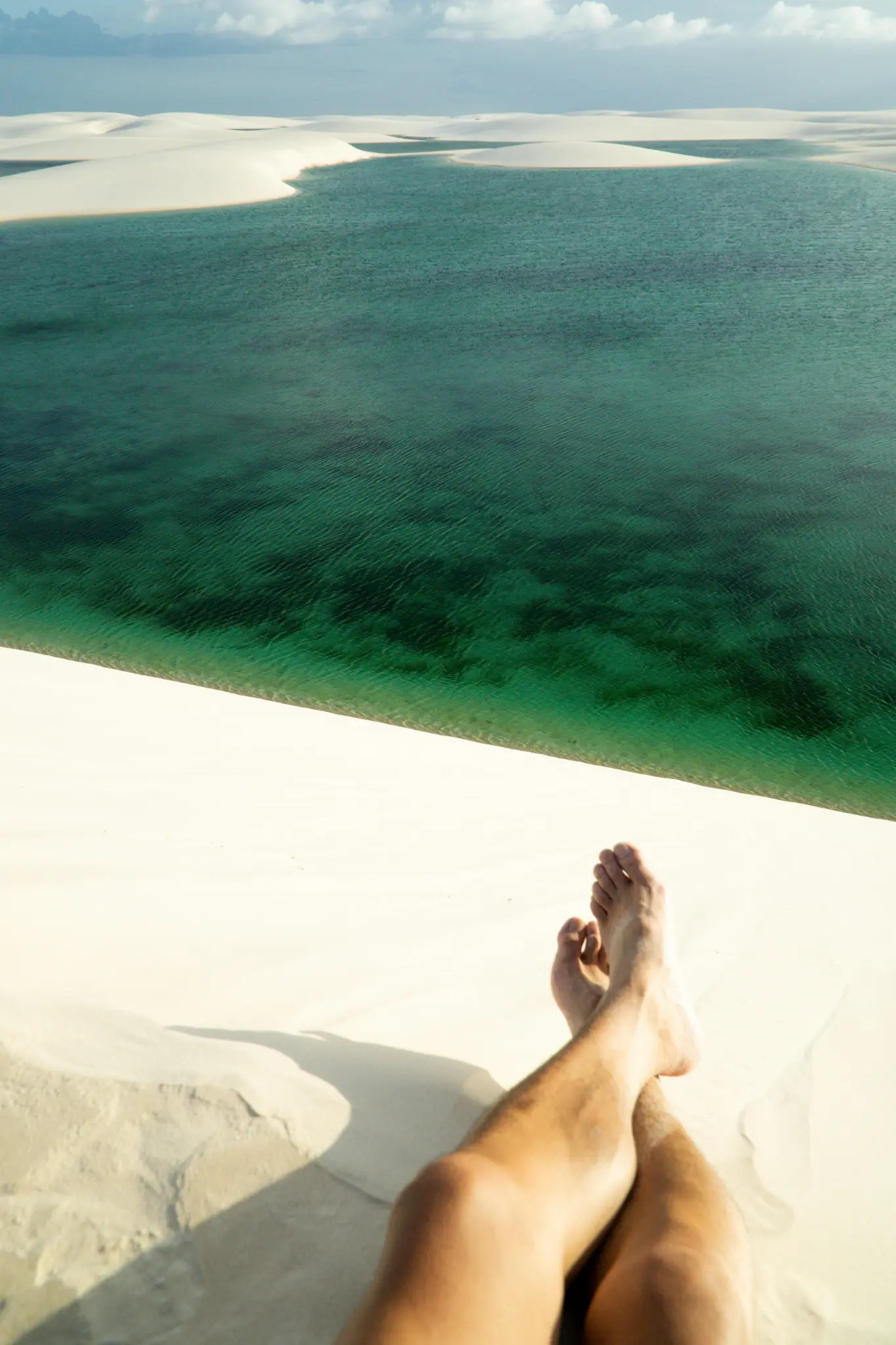 Crystal-clear water and white sand in Lençóis Maranhenses