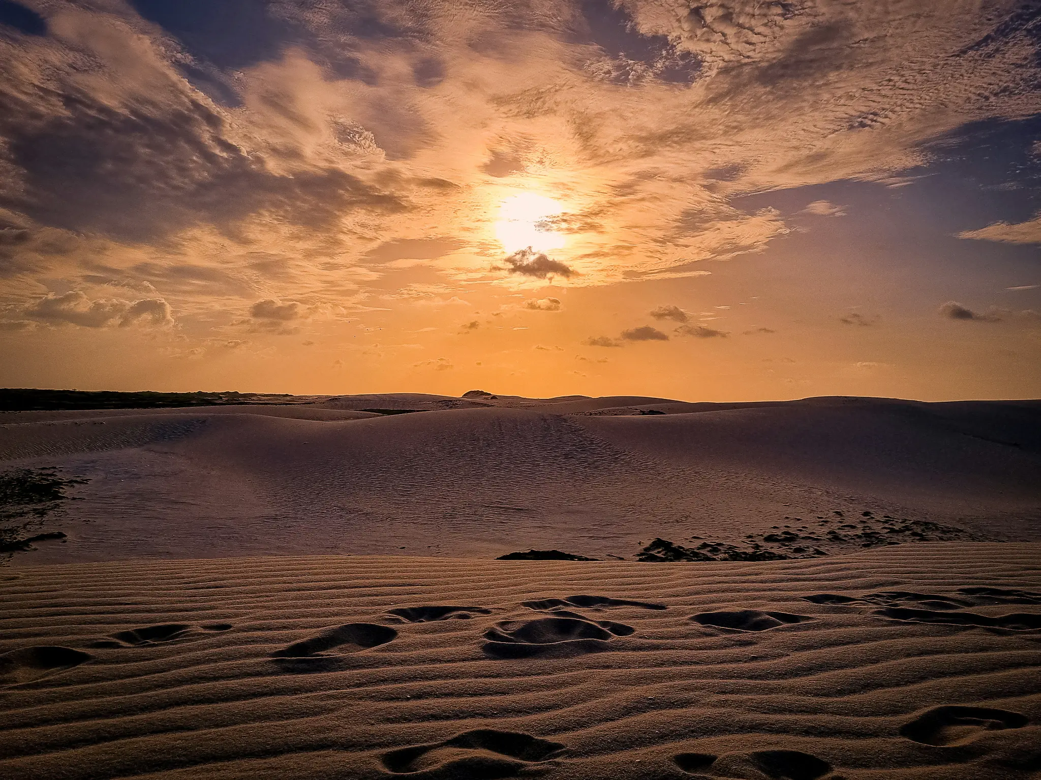 Golden light over the dunes of Lençóis Maranhenses