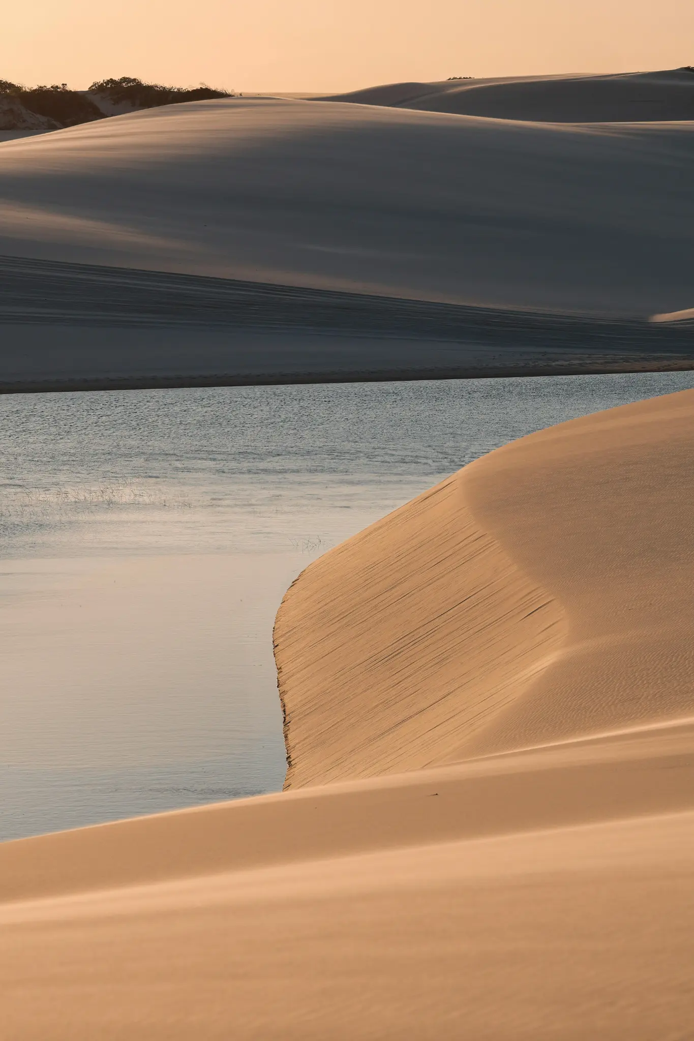 Warm evening light over the Lençóis Maranhenses landscape