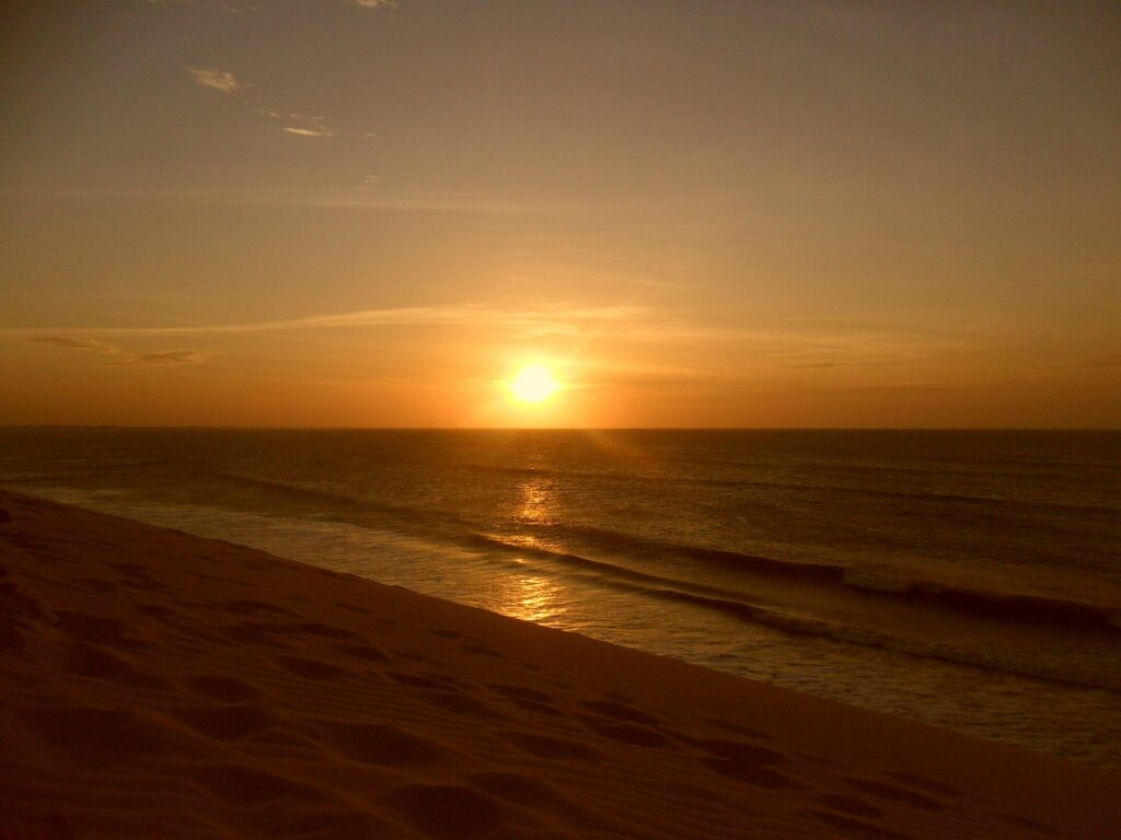 jijoca de jericoacoara, sea, sun, horizon, sunset, beach, sand, orange, evening, brasil